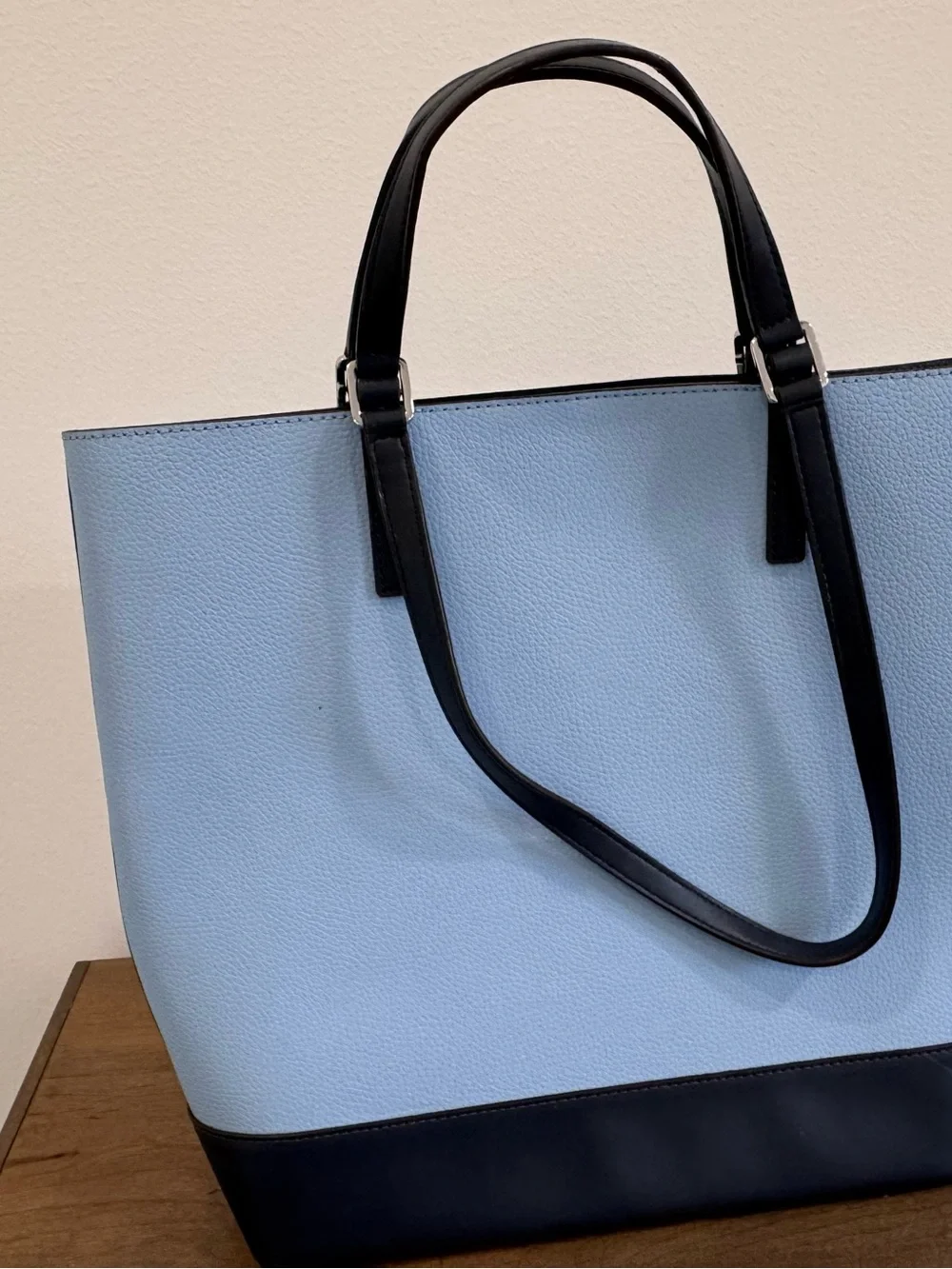 Michael Kohrs Two-Tone Light Blue and navy Tote Bag